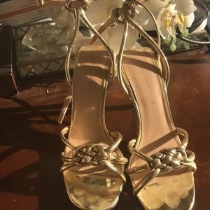 Zara gold strappy sandal heels